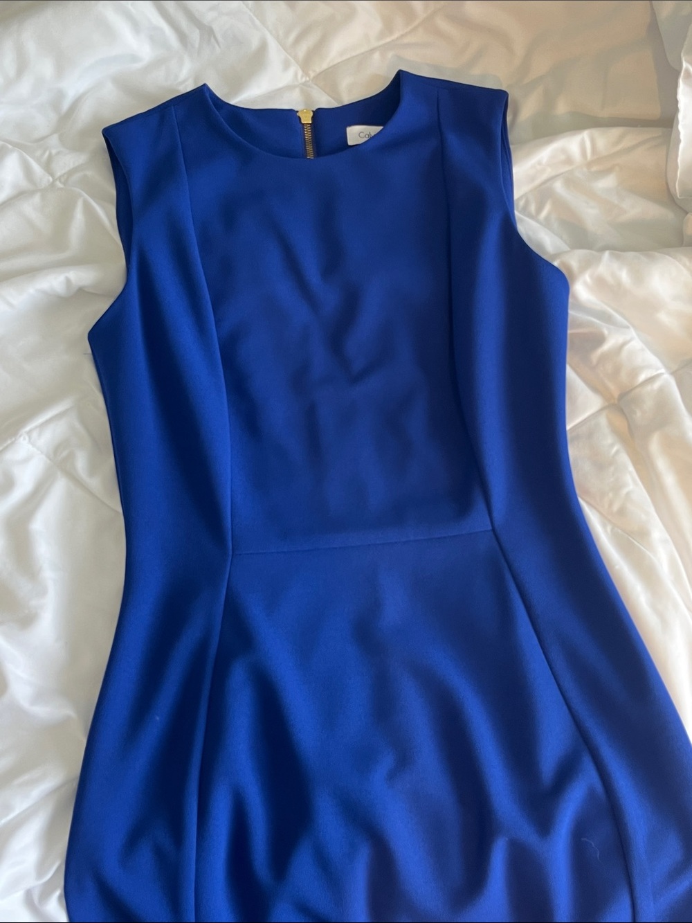 Calvin Klein Sleeveless Cobalt Blue Sheath Dress